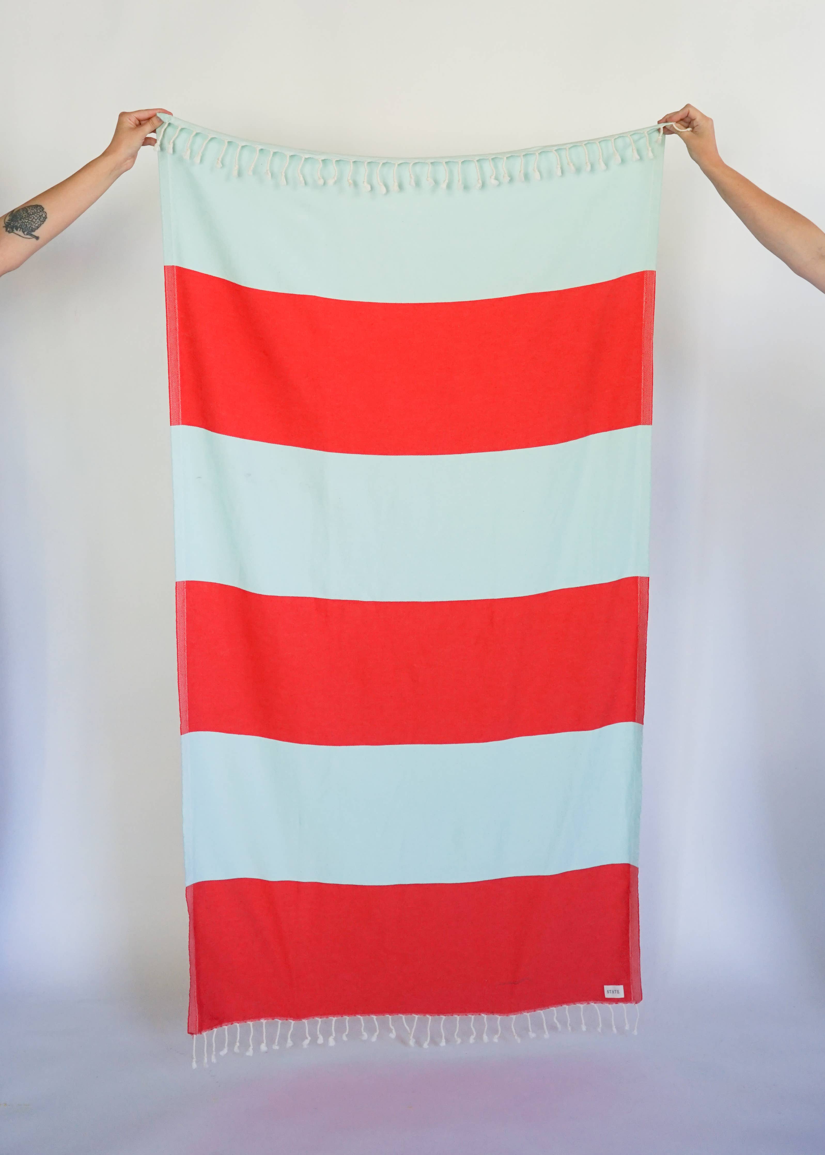 Wide Stripe Turkish Bath Towel - Sunrise