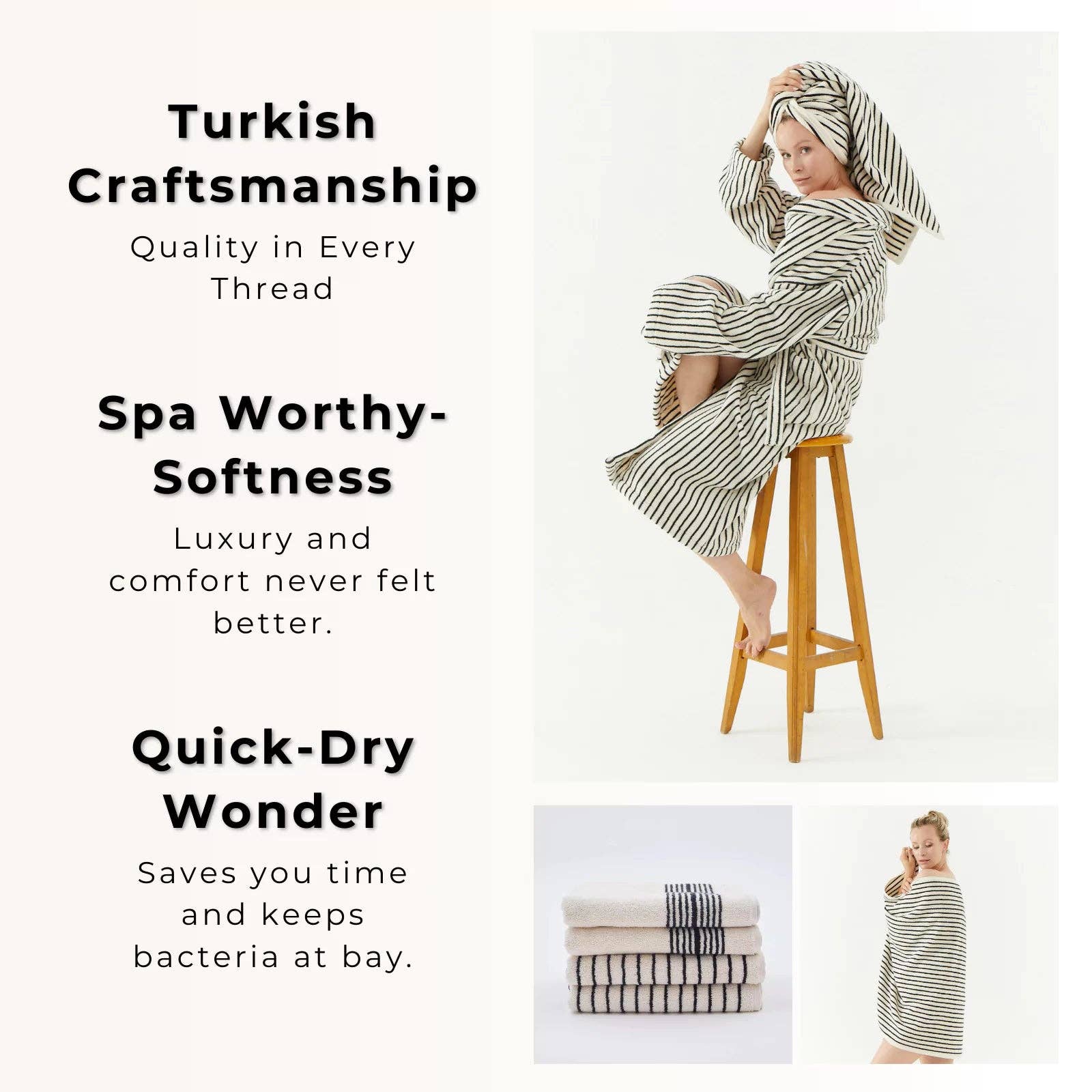 Melika Turkish Cotton Striped Terry Towel: Bath Sheet / Full Stripe